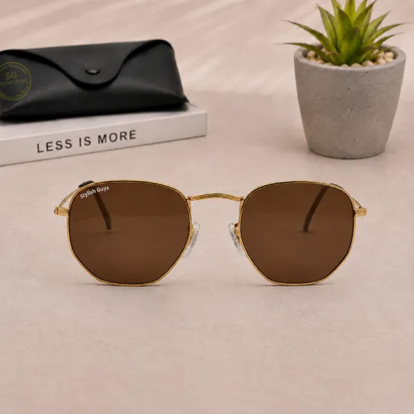 Sunglasses_For_Men_With_Brown_Glass_Golden_Frame_3548_Hexagon_Sunglass_By_Sunglasses_Deal_Brown_Golden