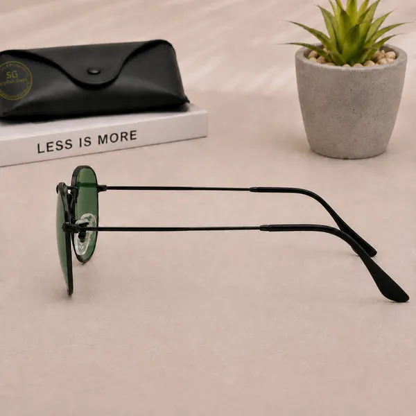 Sunglasses_For_Men_With_Green_Glass_Black_Frame_3548_Hexagon_Sunglass_By_Sunglasses_Deal_Green_Black