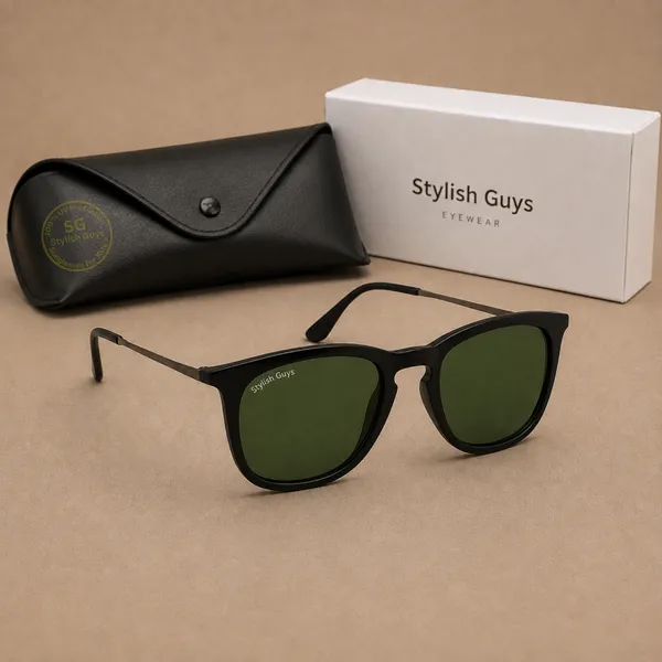 Sunglasses_For_Men_With_Green_Glass_Black_Frame_4221_Square_Sunglass_By_Sunglasses_Deal_Green_Black