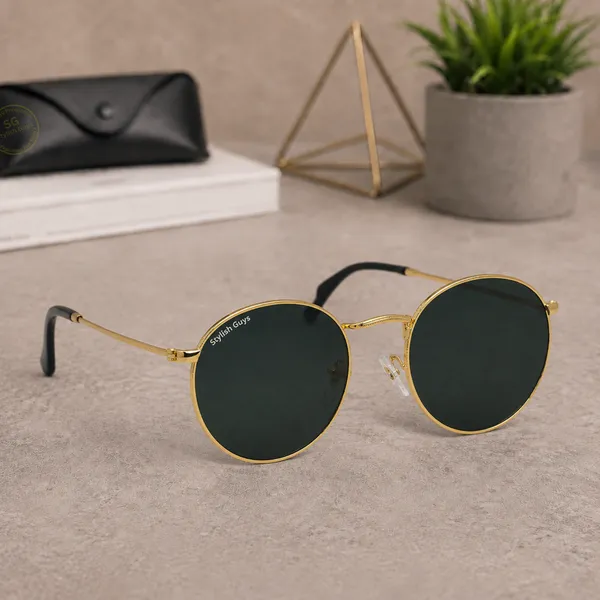 Sunglasses_For_Men_With_Black_Glass_Golden_Frame_3447_Panto_Round_Sunglass_By_Sunglasses_Deal_Black_Golden
