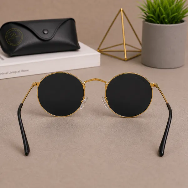 Sunglasses_For_Men_With_Black_Glass_Golden_Frame_3447_Panto_Round_Sunglass_By_Sunglasses_Deal_Black_Golden