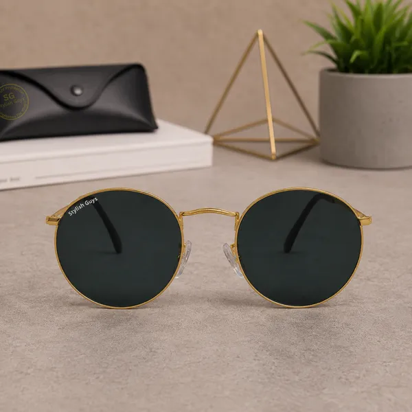 Sunglasses_For_Men_With_Black_Glass_Golden_Frame_3447_Panto_Round_Sunglass_By_Sunglasses_Deal_Black_Golden