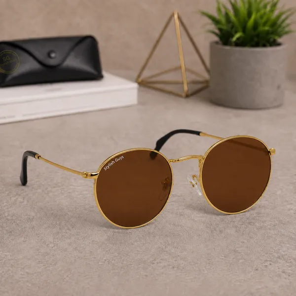 Sunglasses_For_Men_With_Brown_Glass_Golden_Frame_3447_Panto_Round_Sunglass_By_Sunglasses_Deal_Brown_Golden
