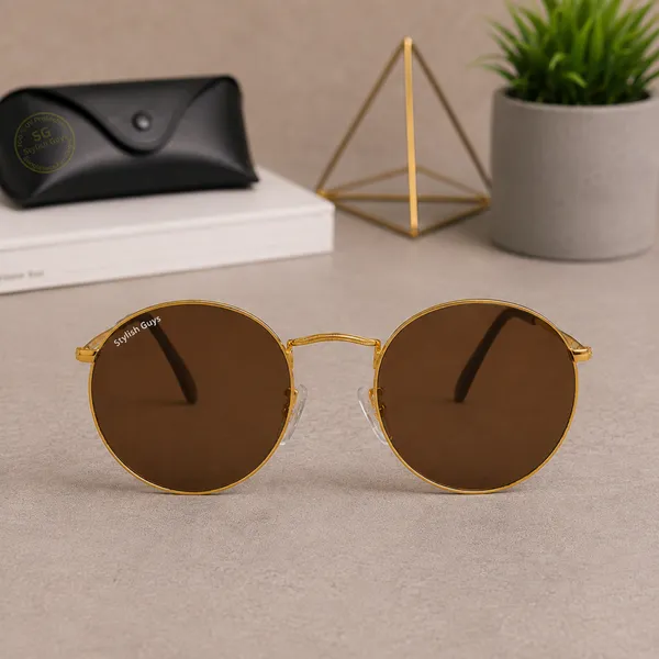 Sunglasses_For_Men_With_Brown_Glass_Golden_Frame_3447_Panto_Round_Sunglass_By_Sunglasses_Deal_Brown_Golden