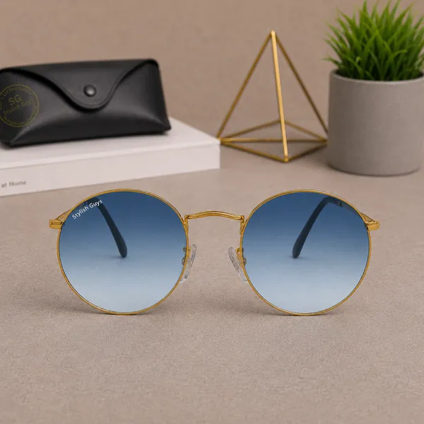 Sunglasses_For_Men_With_Blue_Shade_Glass_Golden_Frame_3447_Panto_Round_Sunglass_By_Sunglasses_Deal_Blue_Shade_Golden