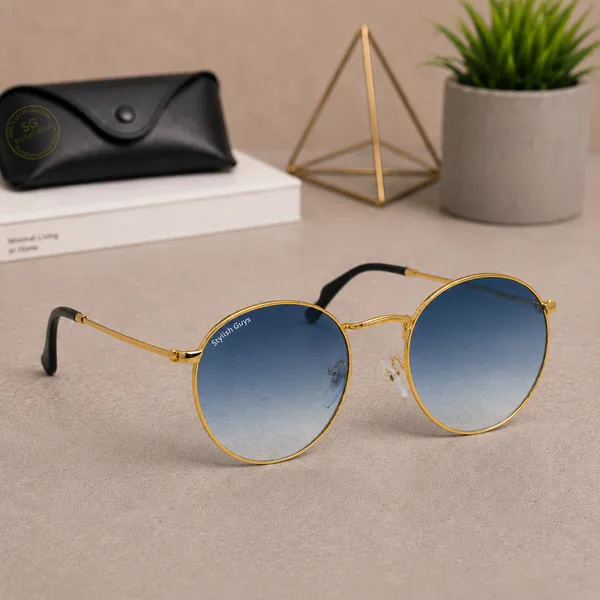 Sunglasses_For_Men_With_Blue_Shade_Glass_Golden_Frame_3447_Panto_Round_Sunglass_By_Sunglasses_Deal_Blue_Shade_Golden