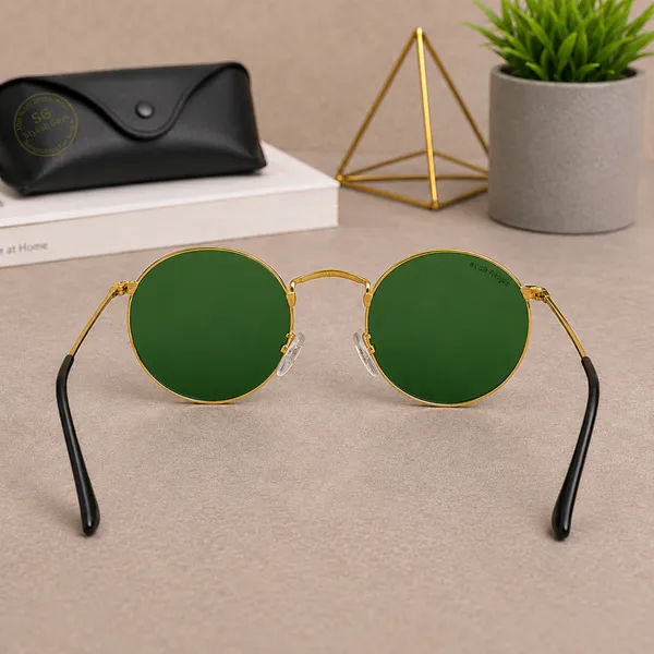 Sunglasses_For_Men_With_Green_Glass_Golden_Frame_3447_Panto_Round_Sunglass_By_Sunglasses_Deal_Green_Golden