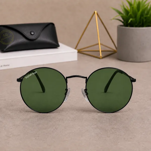 Sunglasses_For_Men_With_Green_Glass_Black_Frame_3447_Panto_Round_Sunglass_By_Sunglasses_Deal_Green_Black