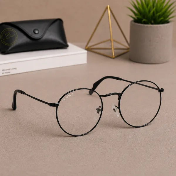 Sunglasses_For_Men_With_Clear_Glass_Black_Frame_3447_Panto_Round_Sunglass_By_Sunglasses_Deal_Clear_Black