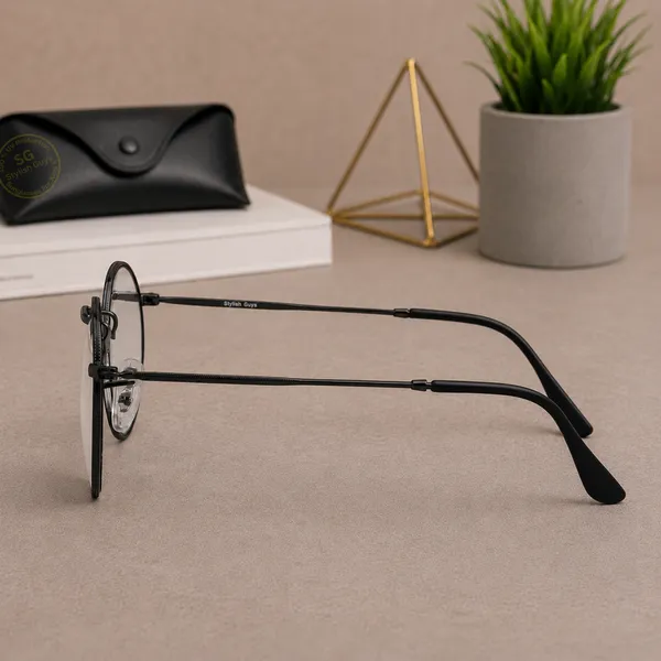 Sunglasses_For_Men_With_Clear_Glass_Black_Frame_3447_Panto_Round_Sunglass_By_Sunglasses_Deal_Clear_Black