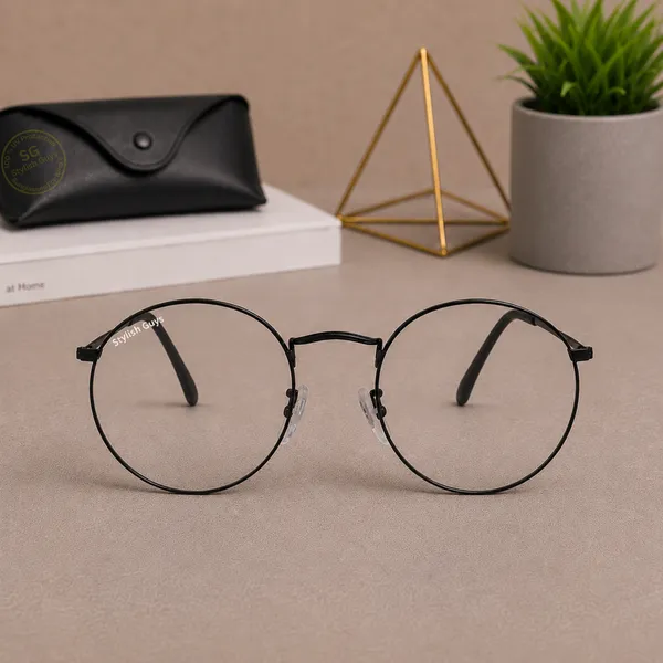 Sunglasses_For_Men_With_Clear_Glass_Black_Frame_3447_Panto_Round_Sunglass_By_Sunglasses_Deal_Clear_Black