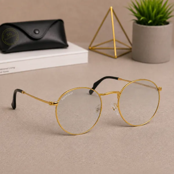 Sunglasses_For_Men_With_Clear_Glass_Golden_Frame_3447_Panto_Round_Sunglass_By_Sunglasses_Deal_Clear_Golden