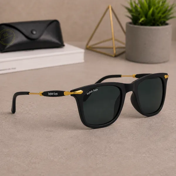Sunglasses_For_Men_With_Black_Glass_Golden_Frame_2148_Square_Sunglass_By_Sunglasses_Deal_Black_Golden