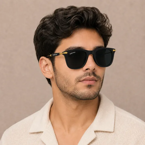 Sunglasses_For_Men_With_Black_Glass_Golden_Frame_2148_Square_Sunglass_By_Sunglasses_Deal_Black_Golden