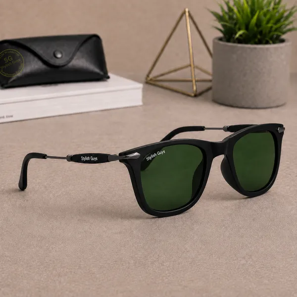 Sunglasses_For_Men_With_Green_Glass_Black_Frame_2148_Square_Sunglass_By_Sunglasses_Deal_Green_Black