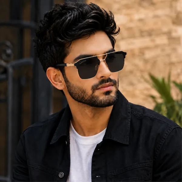 Sunglasses_For_Men_With_Black_Glass_Golden_Frame_04_Square_Polarized_Sunglass_By_Sunglasses_Deal_Black_Golden