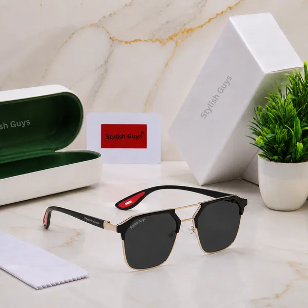 Sunglasses_For_Men_With_Black_Glass_Golden_Frame_04_Square_Polarized_Sunglass_By_Sunglasses_Deal_Black_Golden