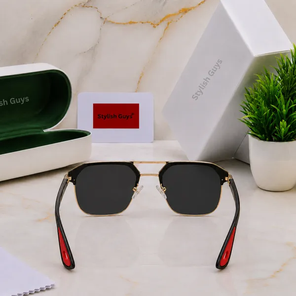 Sunglasses_For_Men_With_Black_Glass_Golden_Frame_04_Square_Polarized_Sunglass_By_Sunglasses_Deal_Black_Golden