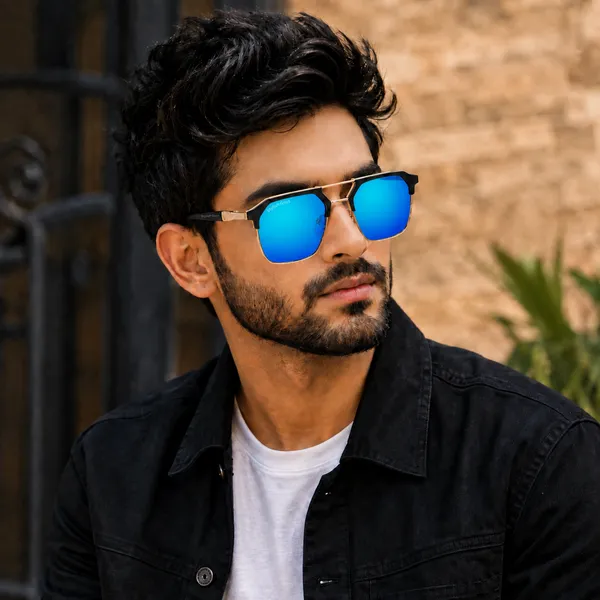 Sunglasses_For_Men_With_Aqua_Blue_Mercury_Glass_Golden_Frame_04_Square_Polarized_Sunglass_By_Sunglasses_Deal_Aqua_Blue_Golden