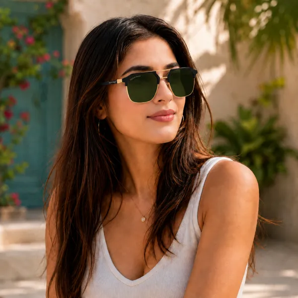 Sunglasses_For_Men_With_Green_Glass_Golden_Frame_04_Square_Polarized_Sunglass_By_Sunglasses_Deal_Green_Golden