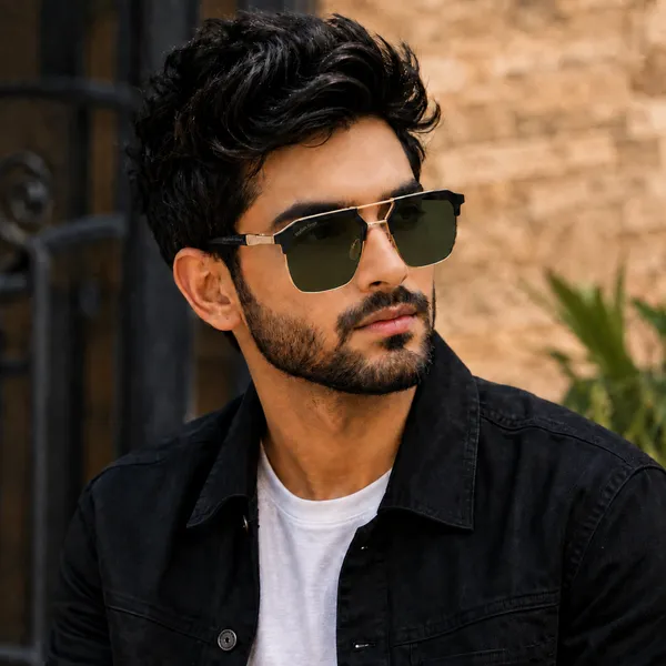 Sunglasses_For_Men_With_Green_Glass_Golden_Frame_04_Square_Polarized_Sunglass_By_Sunglasses_Deal_Green_Golden