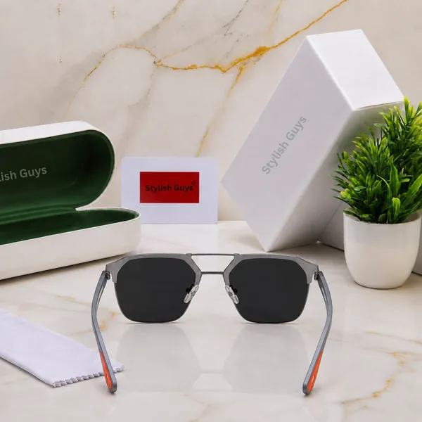 Sunglasses_For_Men_With_Black_Glass_Grey_Frame_04_Square_Polarized_Sunglass_By_Sunglasses_Deal_Black_Grey