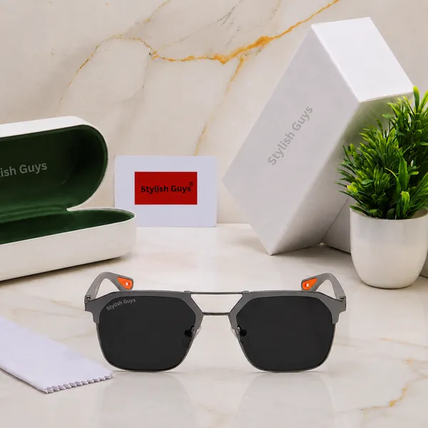 Sunglasses_For_Men_With_Black_Glass_Grey_Frame_04_Square_Polarized_Sunglass_By_Sunglasses_Deal_Black_Grey