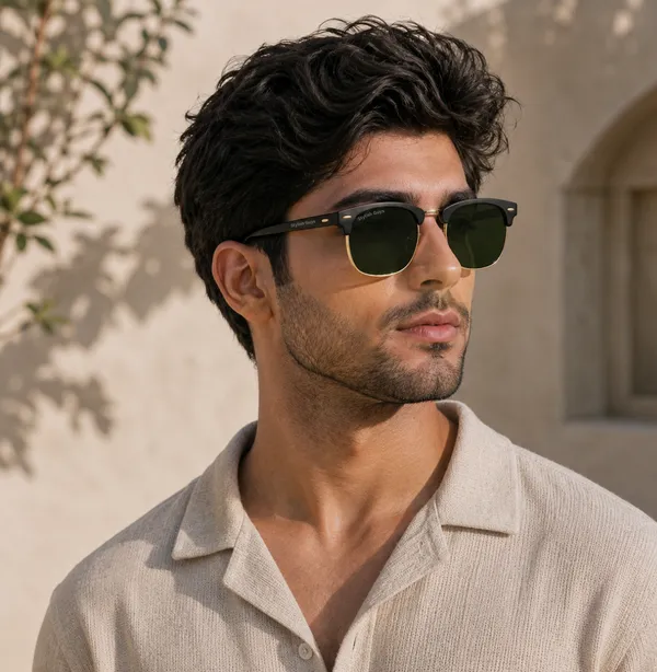 Sunglasses_For_Men_With_Black_Glass_Golden_Frame_3016_Club_Master_Sunglass_By_Sunglasses_Deal_Black_Golden