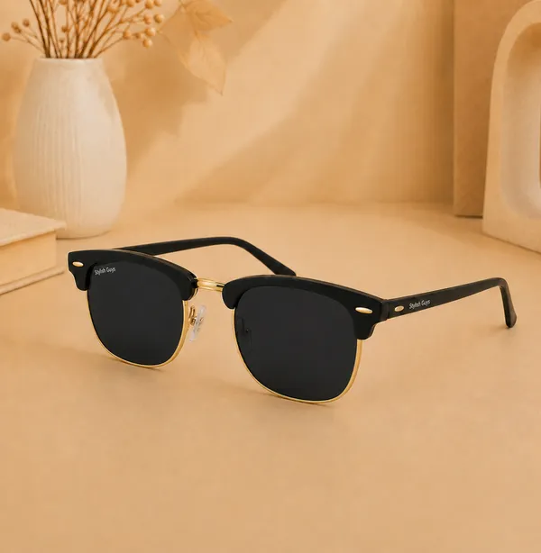 Sunglasses_For_Men_With_Black_Glass_Golden_Frame_3016_Club_Master_Sunglass_By_Sunglasses_Deal_Black_Golden