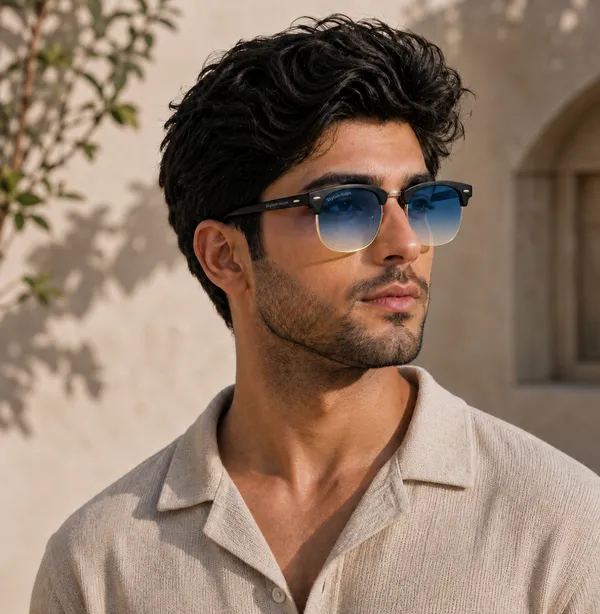 Sunglasses_For_Men_With_Blue_Shade_Glass_Golden_Frame_3016_Club_Master_Sunglass_By_Sunglasses_Deal_Blue_Shade_Golden