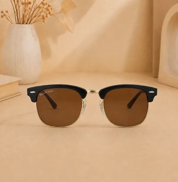 Sunglasses_For_Men_With_Brown_Glass_Golden_Frame_3016_Club_Master_Sunglass_By_Sunglasses_Deal_Brown_Golden