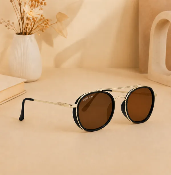 Sunglasses_For_Men_With_Brown_Glass_Golden_Frame_4612_Panto_Round_Sunglass_By_Sunglasses_Deal_Brown_Golden