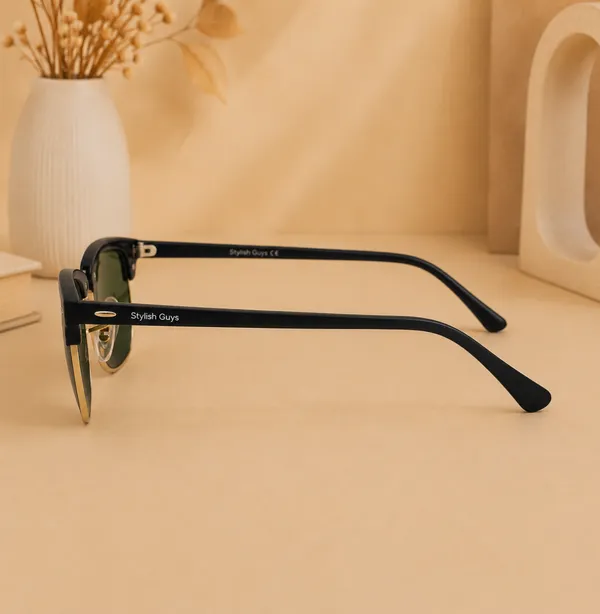 Sunglasses_For_Men_With_Green_Glass_Golden_Frame_3016_Club_Master_Sunglass_By_Sunglasses_Deal_Green_Golden
