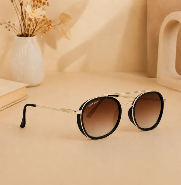 Sunglasses_For_Men_With_Brown_Shade_Glass_Golden_Frame_4612_Panto_Round_Sunglass_By_Sunglasses_Deal_Brown_Shade_Golden