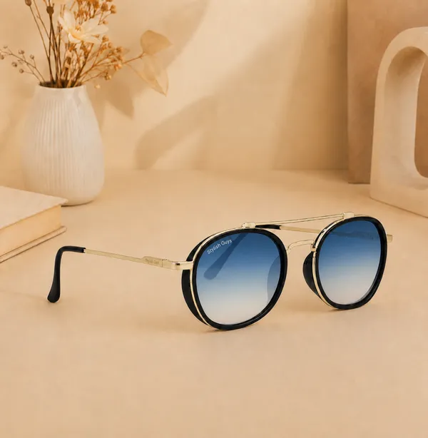 Sunglasses_For_Men_With_Blue_Shade_Glass_Golden_Frame_4612_Panto_Round_Sunglass_By_Sunglasses_Deal_Blue_Shade_Golden