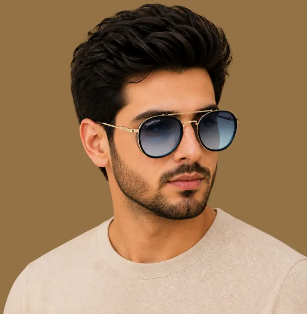 Sunglasses_For_Men_With_Blue_Shade_Glass_Golden_Frame_4612_Panto_Round_Sunglass_By_Sunglasses_Deal_Blue_Shade_Golden