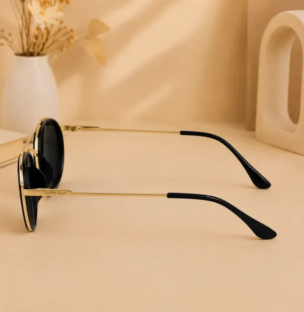 Sunglasses_For_Men_With_Black_Glass_Golden_Frame_4612_Panto_Round_Sunglass_By_Sunglasses_Deal_Black_Golden