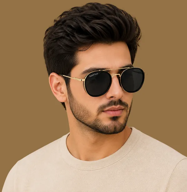 Sunglasses_For_Men_With_Black_Glass_Golden_Frame_4612_Panto_Round_Sunglass_By_Sunglasses_Deal_Black_Golden