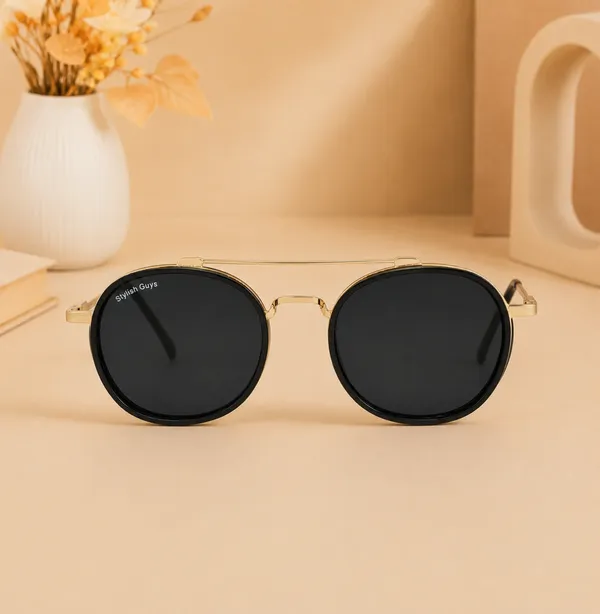 Sunglasses_For_Men_With_Black_Glass_Golden_Frame_4612_Panto_Round_Sunglass_By_Sunglasses_Deal_Black_Golden