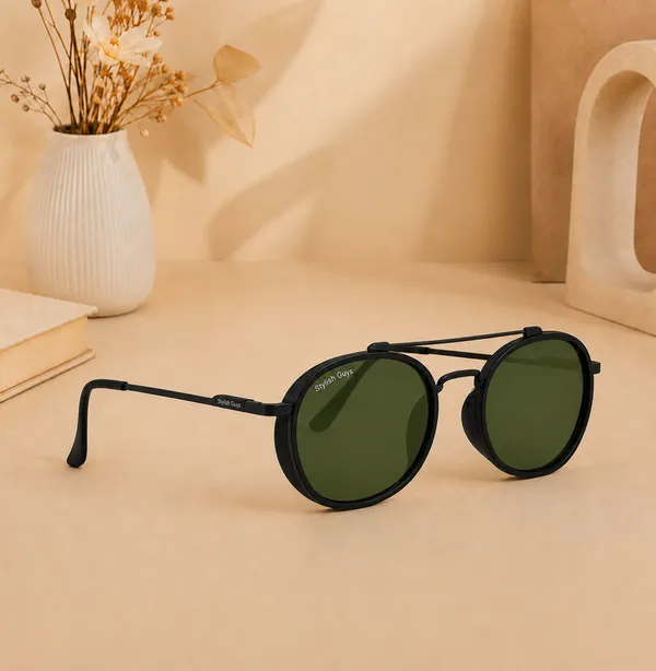 Sunglasses_For_Men_With_Green_Glass_Black_Frame_4612_Panto_Round_Sunglass_By_Sunglasses_Deal_Green_Black