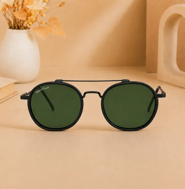 Sunglasses_For_Men_With_Green_Glass_Black_Frame_4612_Panto_Round_Sunglass_By_Sunglasses_Deal_Green_Black