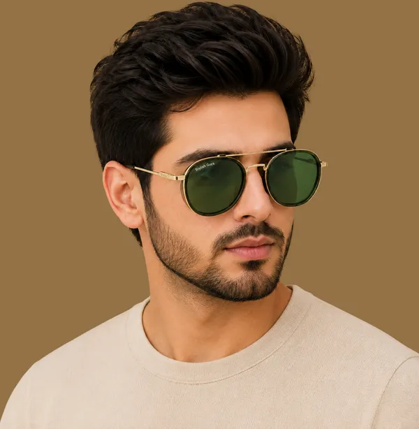 Sunglasses_For_Men_With_Green_Glass_Golden_Frame_4612_Panto_Round_Sunglass_By_Sunglasses_Deal_Green_Golden