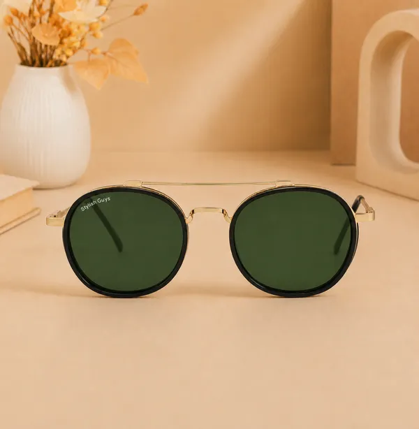 Sunglasses_For_Men_With_Green_Glass_Golden_Frame_4612_Panto_Round_Sunglass_By_Sunglasses_Deal_Green_Golden