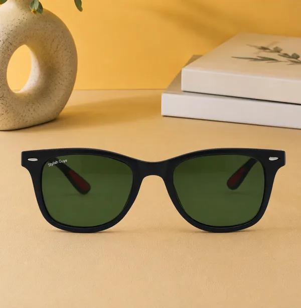 Sunglasses_For_Men_With_Green_Glass_Black_Frame_4195_Square_Sunglass_By_Sunglasses_Deal_Green_Black