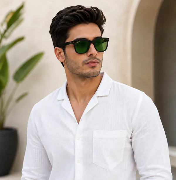 Sunglasses_For_Men_With_Green_Glass_Black_Frame_4195_Square_Sunglass_By_Sunglasses_Deal_Green_Black