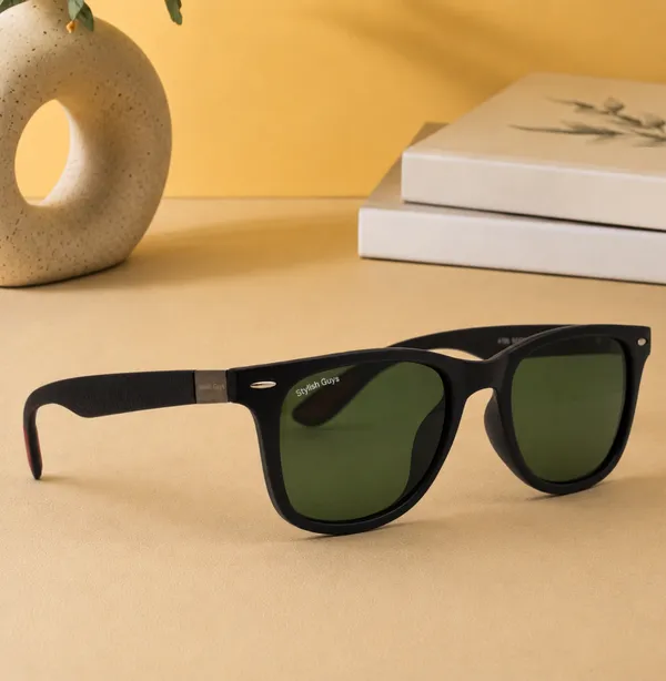 Sunglasses_For_Men_With_Green_Glass_Black_Frame_4195_Square_Sunglass_By_Sunglasses_Deal_Green_Black