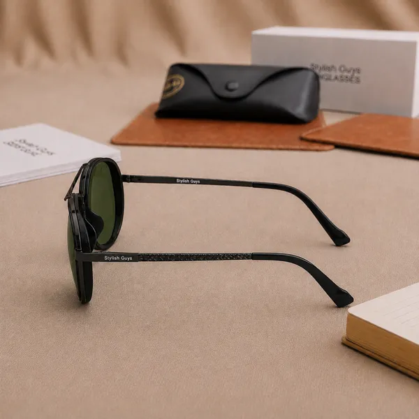 Sunglasses_For_Men_With_Green_Glass_Black_Frame_4414_Aviator_Oval_Sunglass_By_Sunglasses_Deal_Green_Black