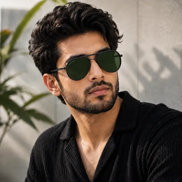 Sunglasses_For_Men_With_Green_Glass_Black_Frame_4414_Aviator_Oval_Sunglass_By_Sunglasses_Deal_Green_Black