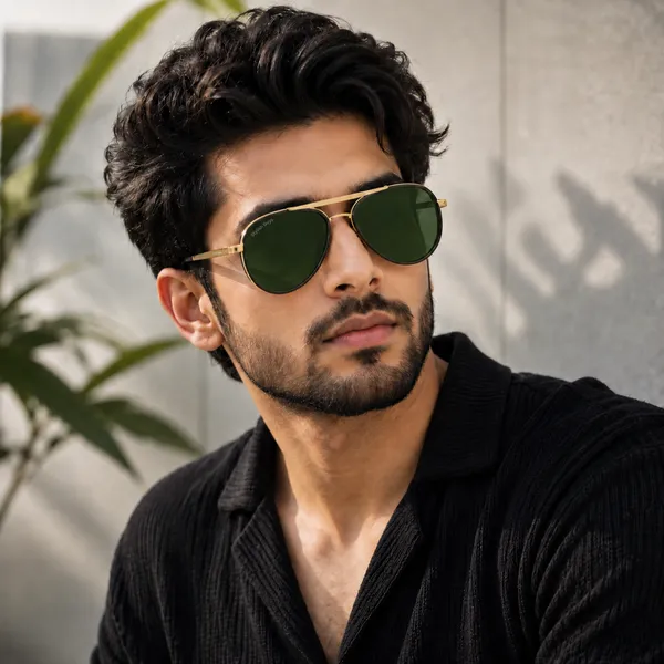 Sunglasses_For_Men_With_Green_Glass_Golden_Frame_4414_Aviator_Oval_Sunglass_By_Sunglasses_Deal_Green_Golden