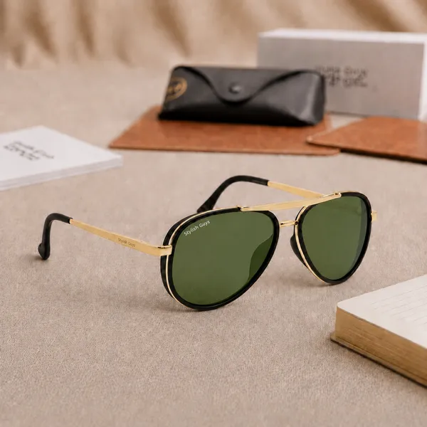 Sunglasses_For_Men_With_Green_Glass_Golden_Frame_4414_Aviator_Oval_Sunglass_By_Sunglasses_Deal_Green_Golden
